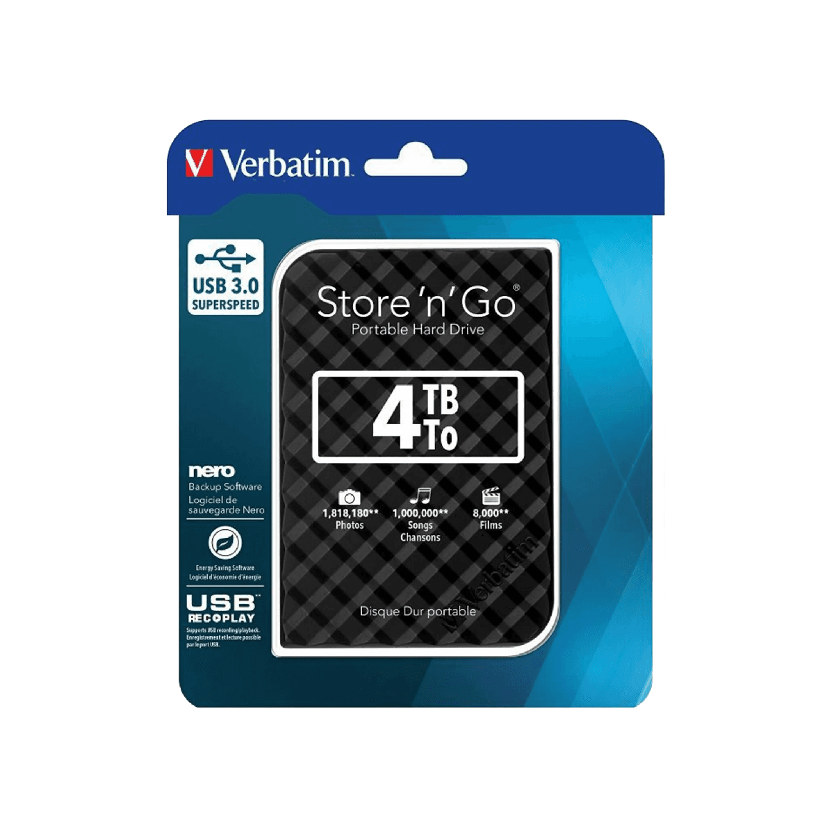 Disque dur externe Verbatim Portable 4To