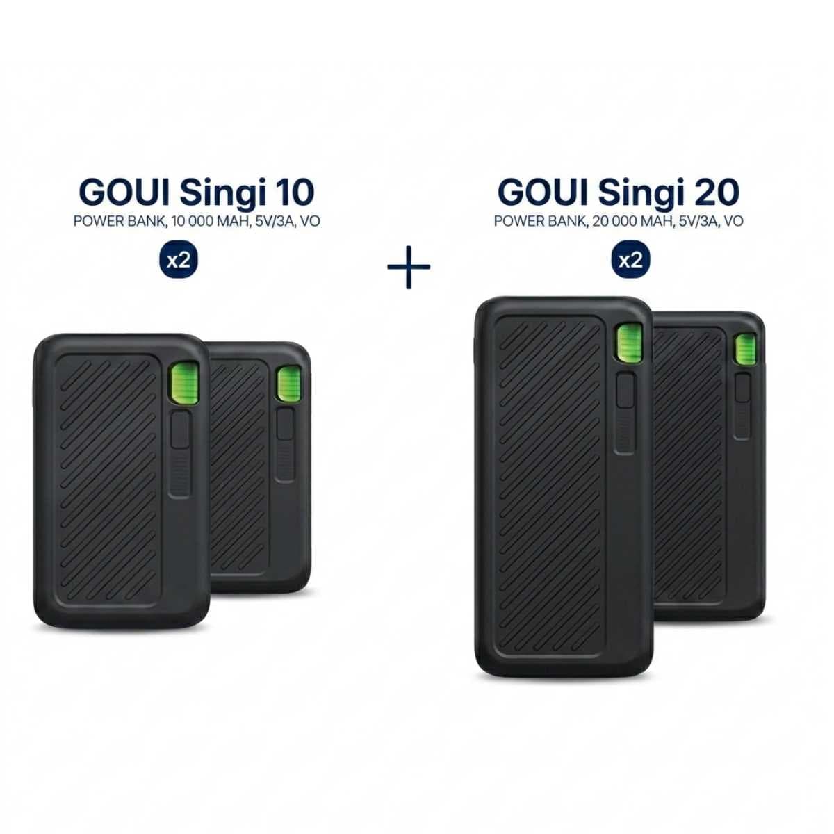 Goui Pack de 4 Power Banks Singi – 2×10000mAh + 2×20000mAh