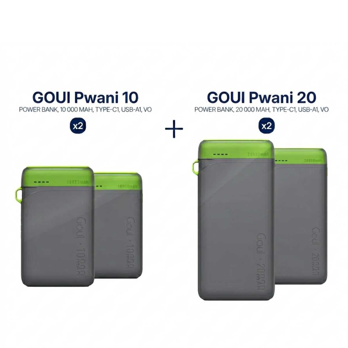 Goui Pack Pwani Duo – 2×10000mAh + 2×20000mAh