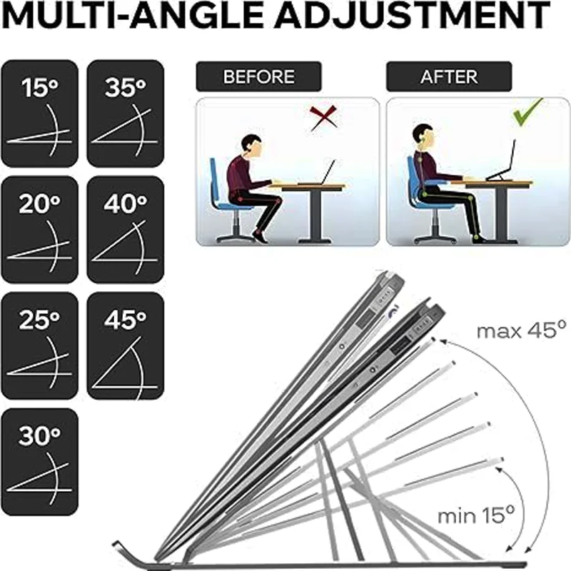 Support réglable en aluminium pour ordinateur portable et tablette - Pliable et ventilé slide 4