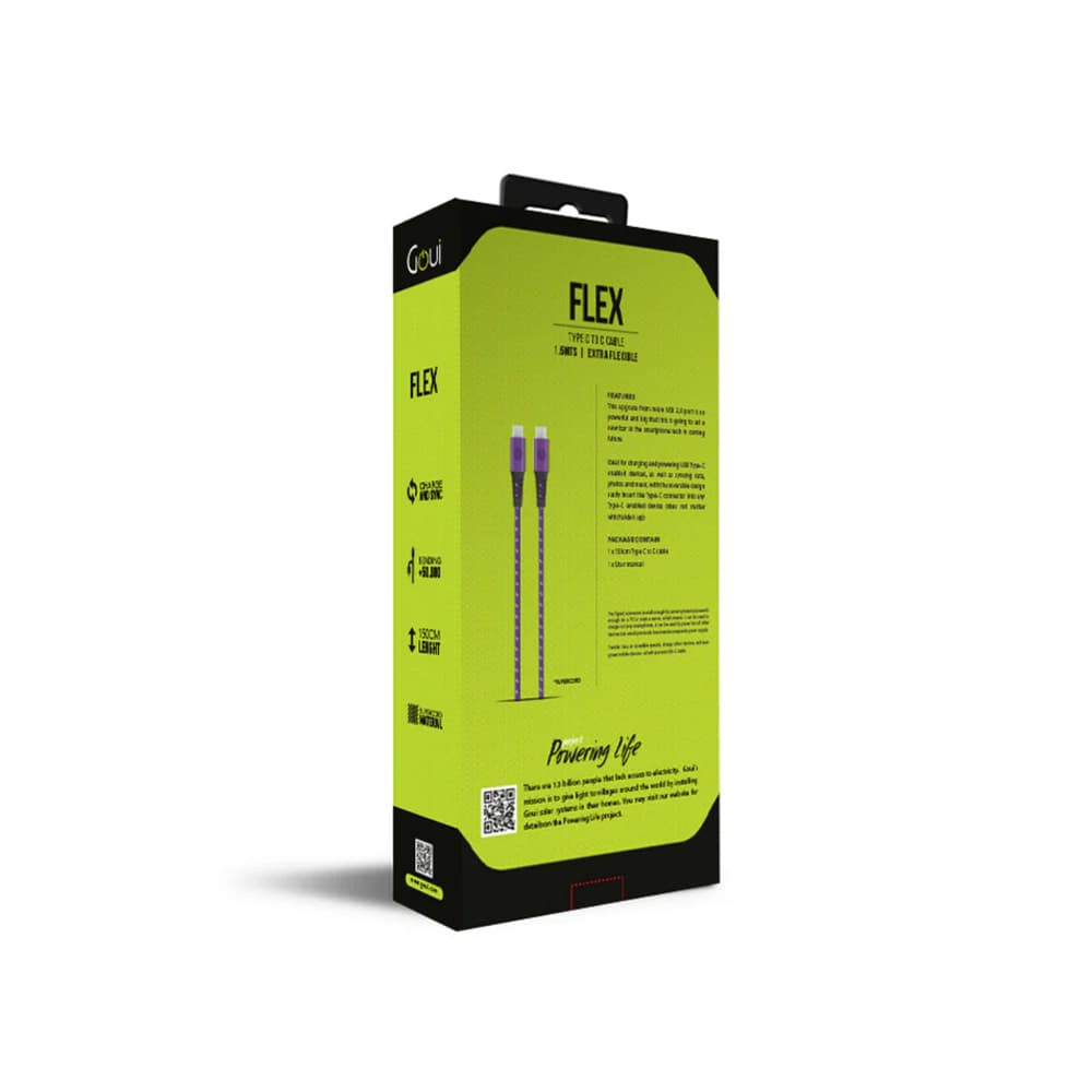 Goui Flex Fashion Câble Type-C vers Type-C Kevlar (1,5m) 60W – Violet / Jaune - Image 3
