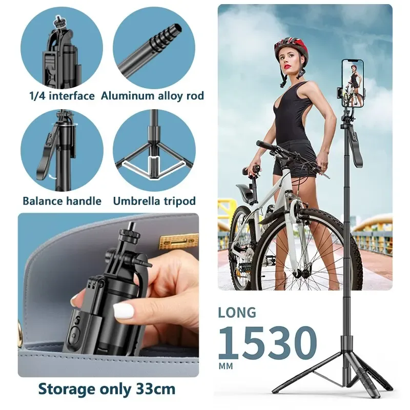 Trépied Perche Selfie Sans Fil KEELEAD L16 (1530 mm) Pliable pour Smartphones et Caméras d'Action slide 6