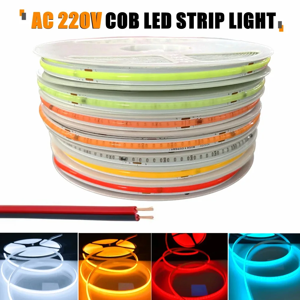 Ruban LED COB Multicolore 220V à Intensité Variable, IRC 95, 240 LED/m (5m/10m)