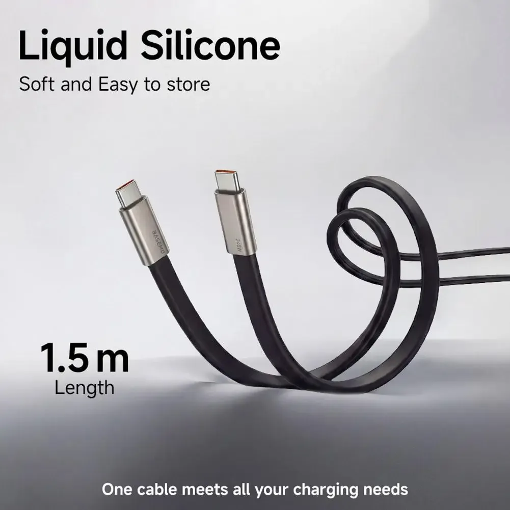 Câble USB-C vers USB-C 240W en silicone liquide avec support de téléphone pliable en métal slide 6