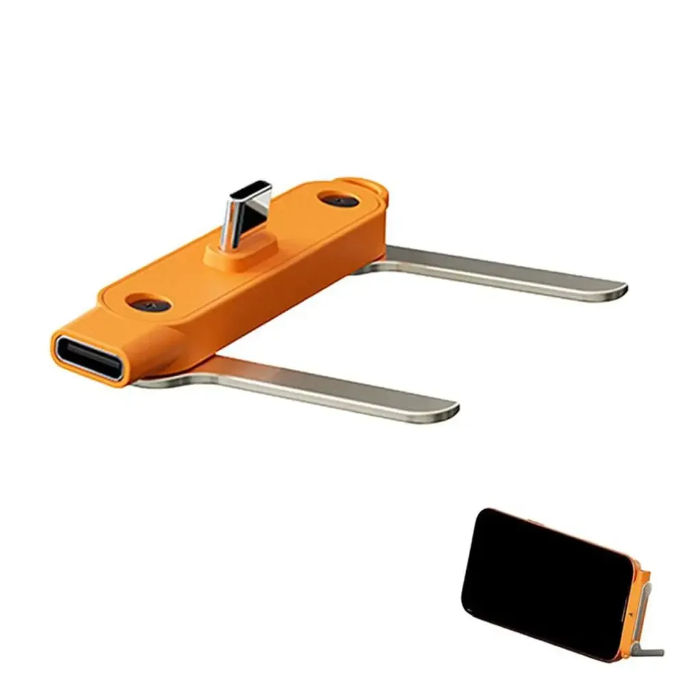 Câble USB-C vers USB-C 240W en silicone liquide avec support de téléphone pliable en métal slide 7