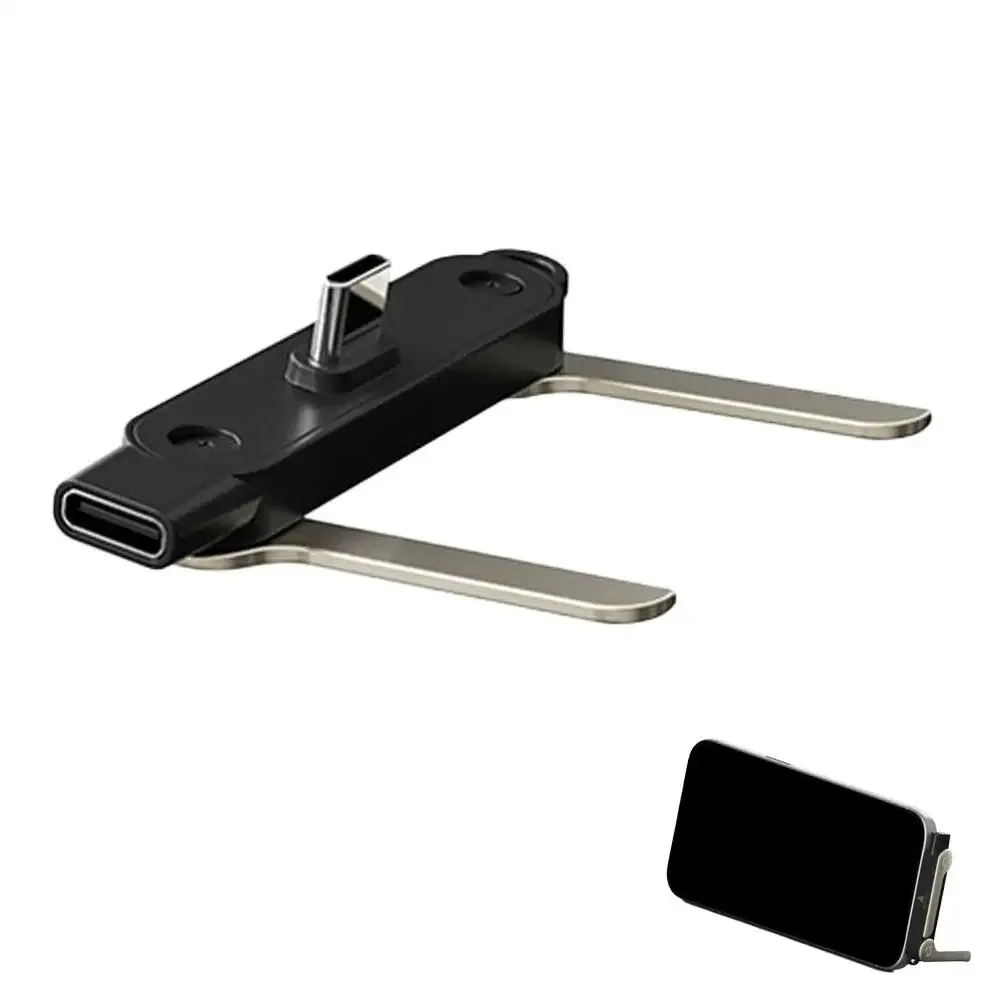 Câble USB-C vers USB-C 240W en silicone liquide avec support de téléphone pliable en métal slide 9