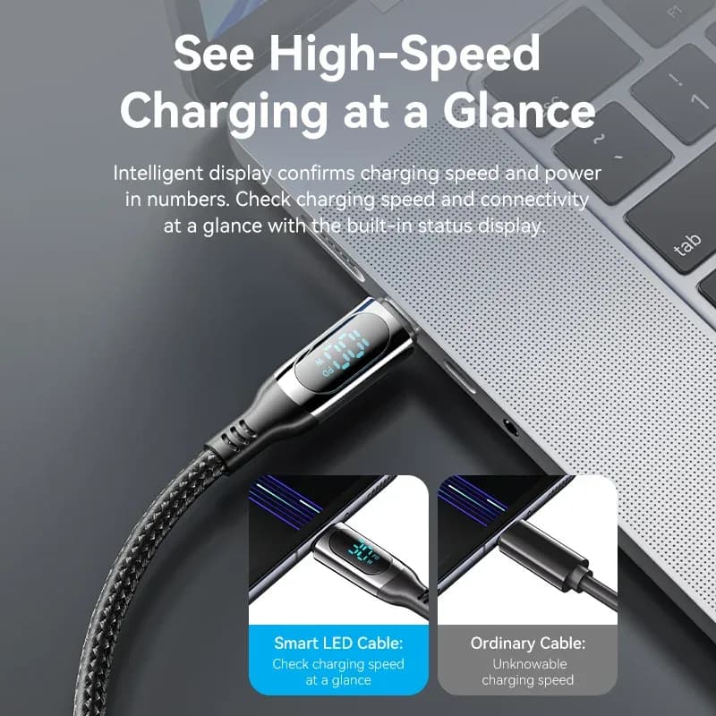 Câble USB-C vers USB-C Vention 100W avec Indicateur LED - Charge Rapide - Image 2