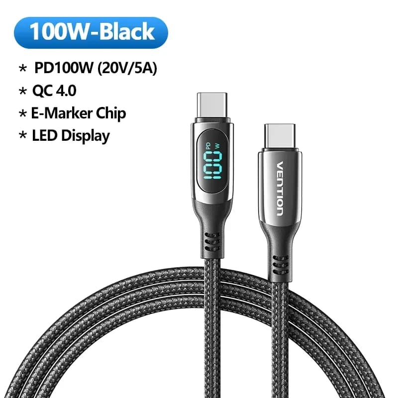 Câble USB-C vers USB-C Vention 100W avec Indicateur LED - Charge Rapide slide 7