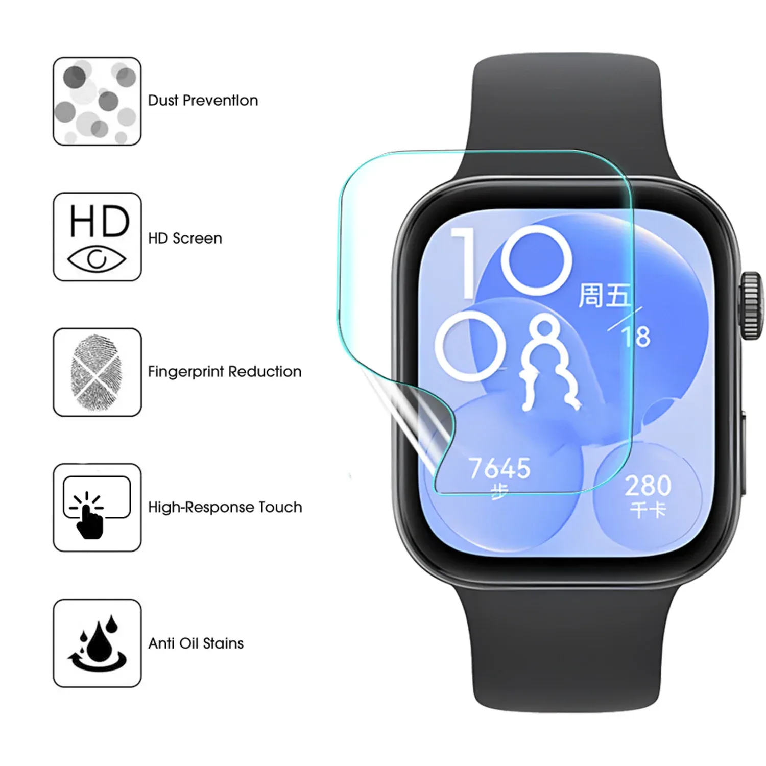 Film de protection d'écran Hydrogel TPU pour Huawei Watch Fit 2 / 3 / 4 / Pro / ES slide 3