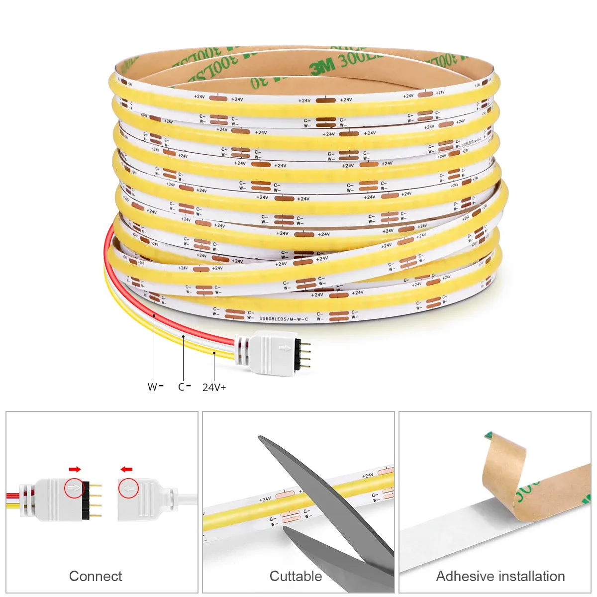 Ruban LED COB CCT Connecté WiFi Tuya 24V - Intensité Variable (3m/5m) - Image 6