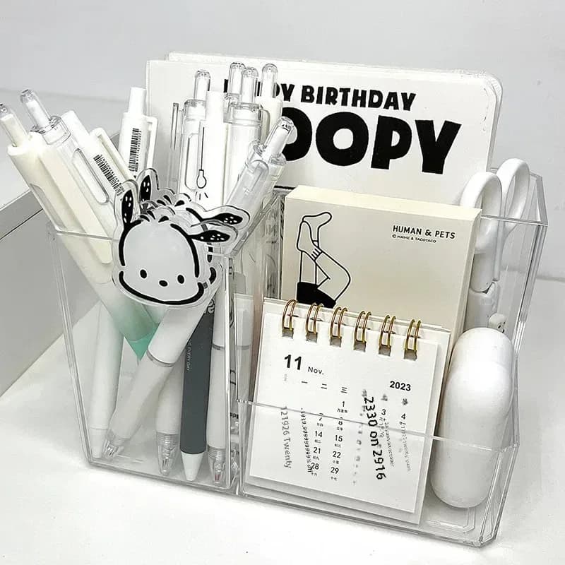 Porte-stylo transparent multifonction