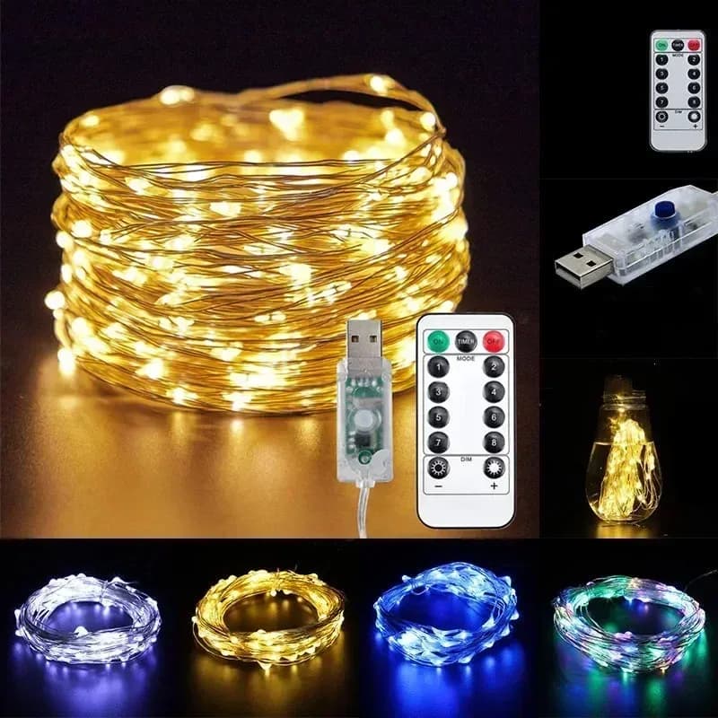 Guirlande lumineuse LED USB avec télécommande et 8 modes d'éclairage (5m à 30m) - Image 4