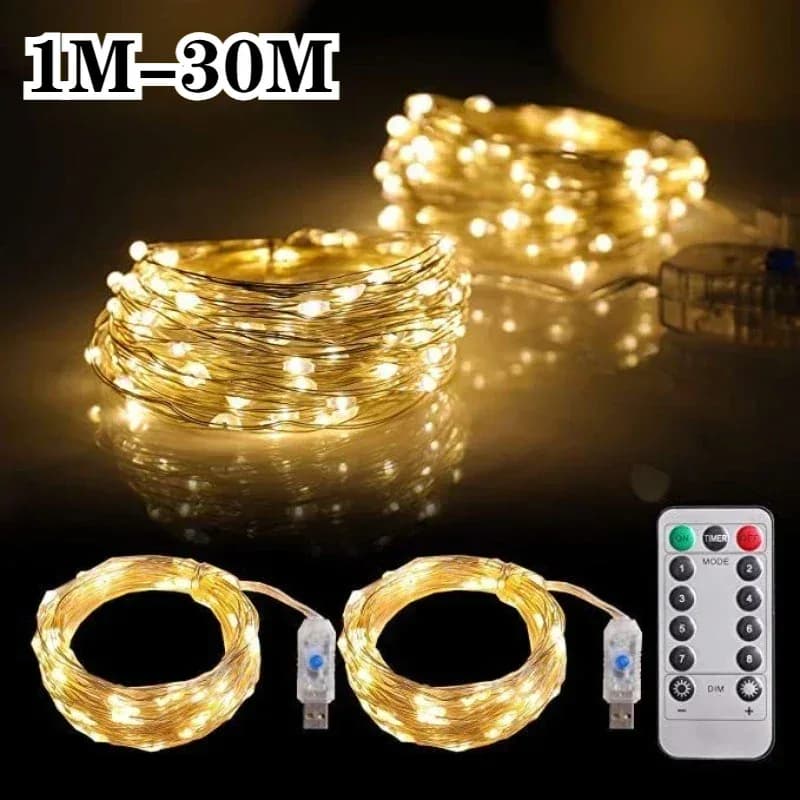 Guirlande lumineuse LED USB avec télécommande et 8 modes d'éclairage (5m à 30m) - Image 1
