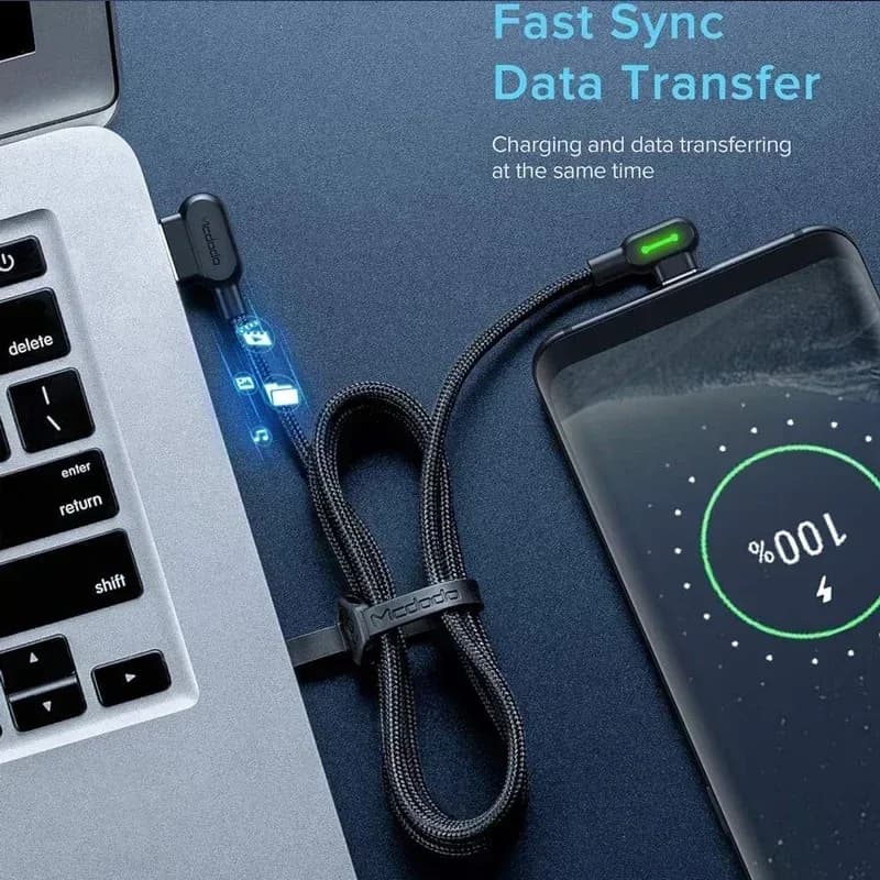 Câble USB-C en nylon tressé à double coude - Charge rapide - Image 6