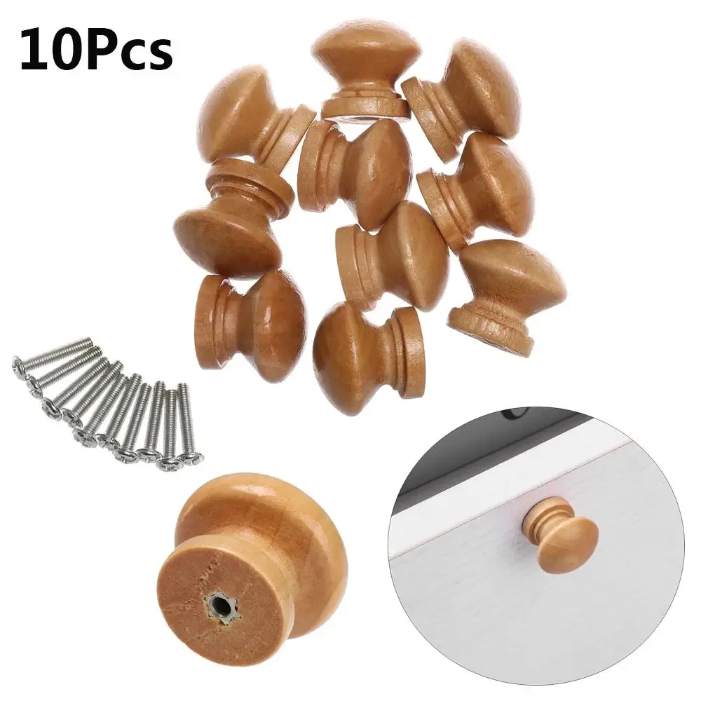 Lot de 10 boutons de meuble en bois naturel - Forme ronde slide 6