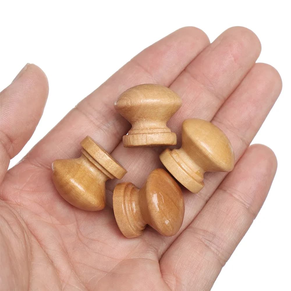Lot de 10 boutons de meuble en bois naturel - Forme ronde slide 2