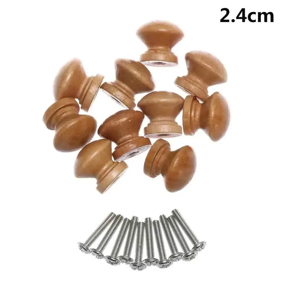 Lot de 10 boutons de meuble en bois naturel - Forme ronde slide 8