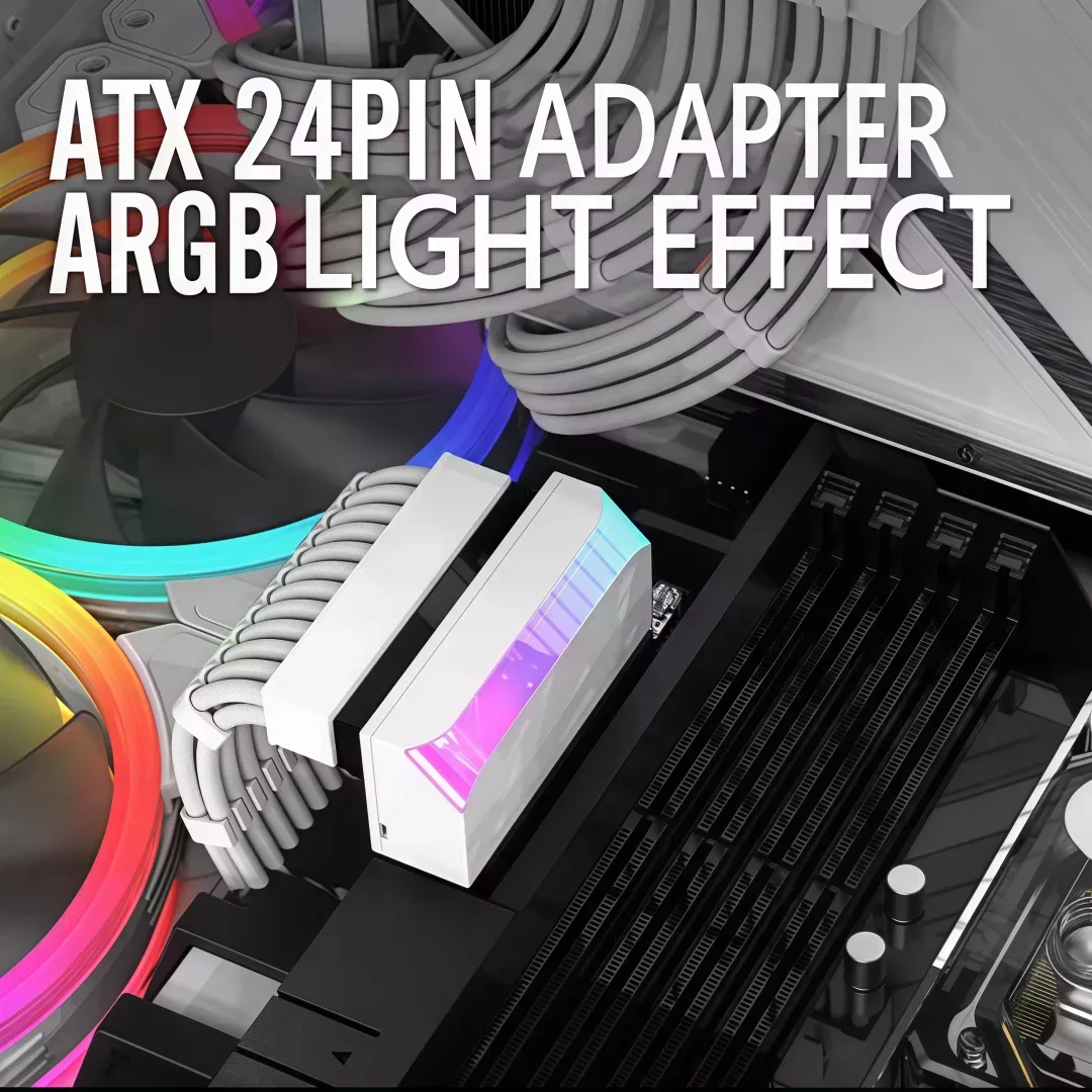 CX FUTRUE Adaptateur d'alimentation 24 broches à 90° ARGB pour carte mère - Image 3