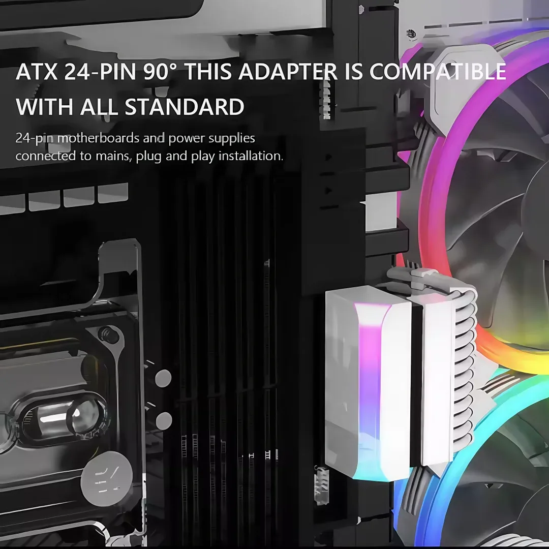 CX FUTRUE Adaptateur d'alimentation 24 broches à 90° ARGB pour carte mère - Image 2