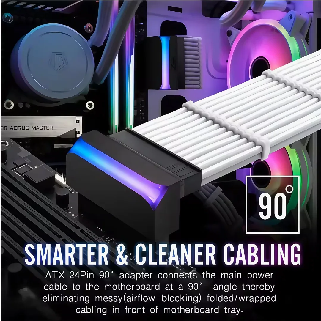 CX FUTRUE Adaptateur d'alimentation 24 broches à 90° ARGB pour carte mère - Image 4