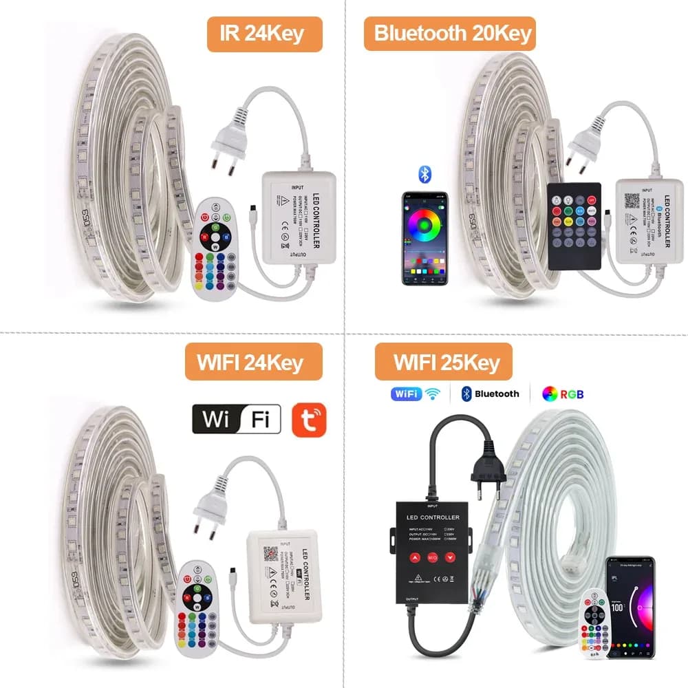 Ruban LED RGB 5050 220V Haute Luminosité - Étanche IP67 avec Télécommande - Image 5