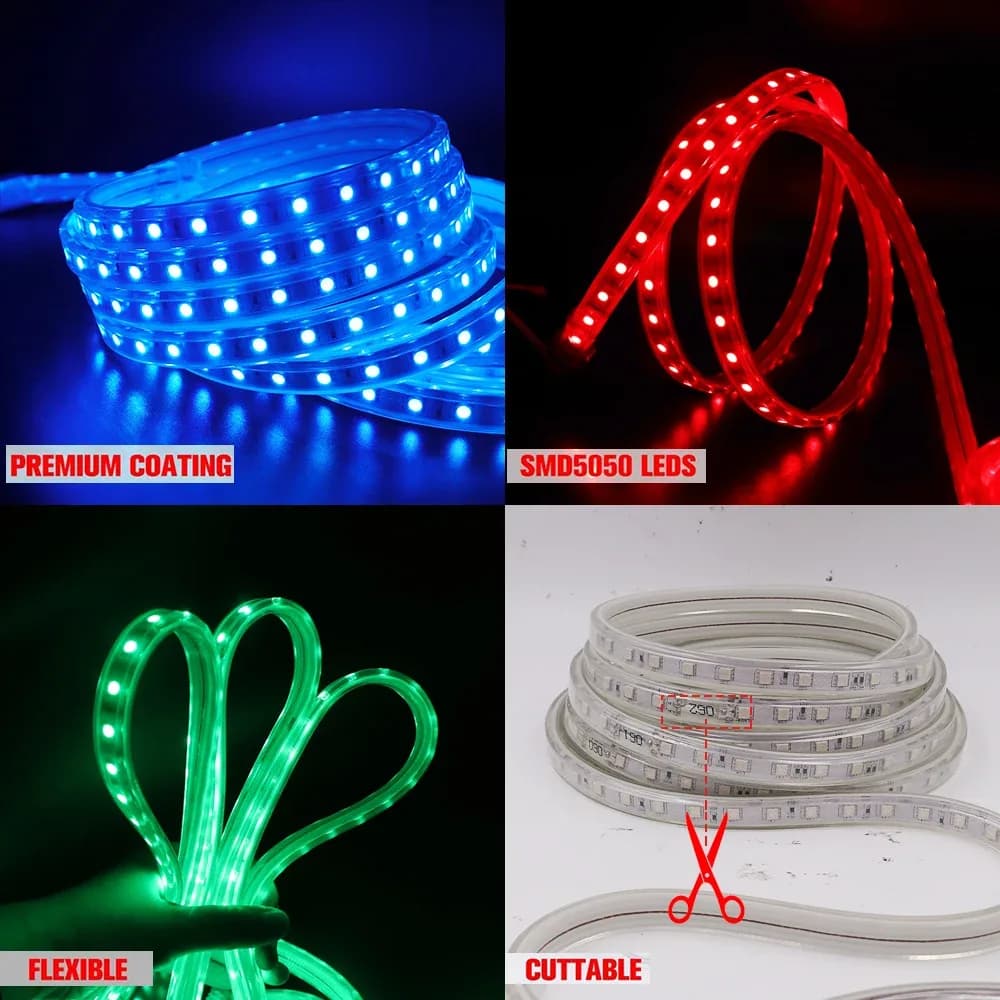 Ruban LED RGB 5050 220V Haute Luminosité - Étanche IP67 avec Télécommande - Image 4