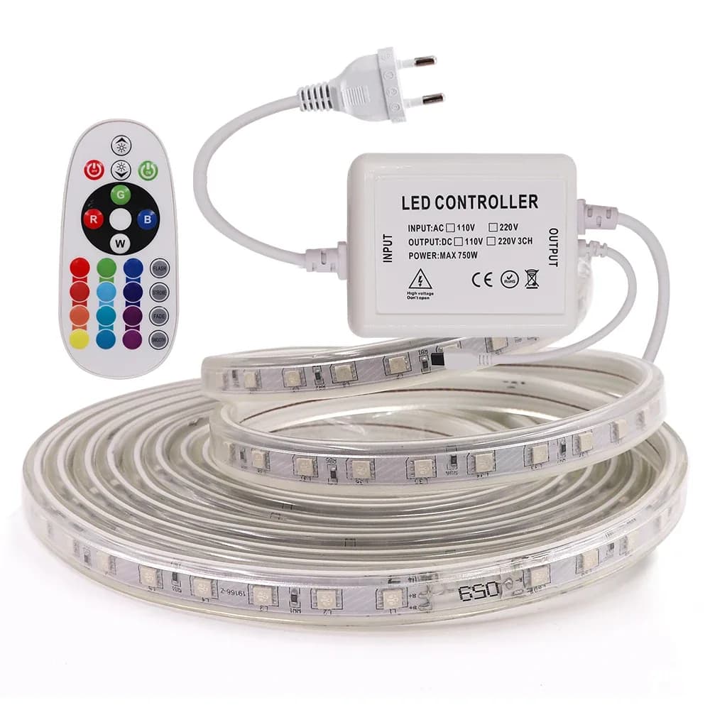 Ruban LED RGB 5050 220V Haute Luminosité - Étanche IP67 avec Télécommande slide 13
