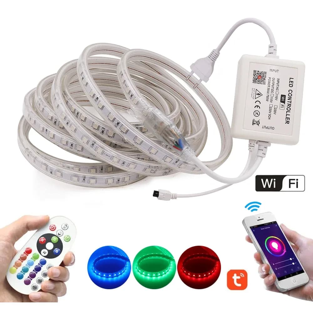 Ruban LED RGB 5050 220V Haute Luminosité - Étanche IP67 avec Télécommande slide 7