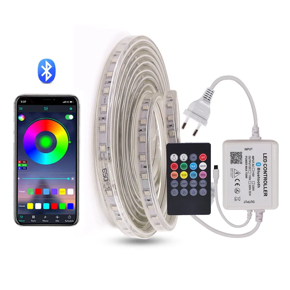 Ruban LED RGB 5050 220V Haute Luminosité - Étanche IP67 avec Télécommande slide 14