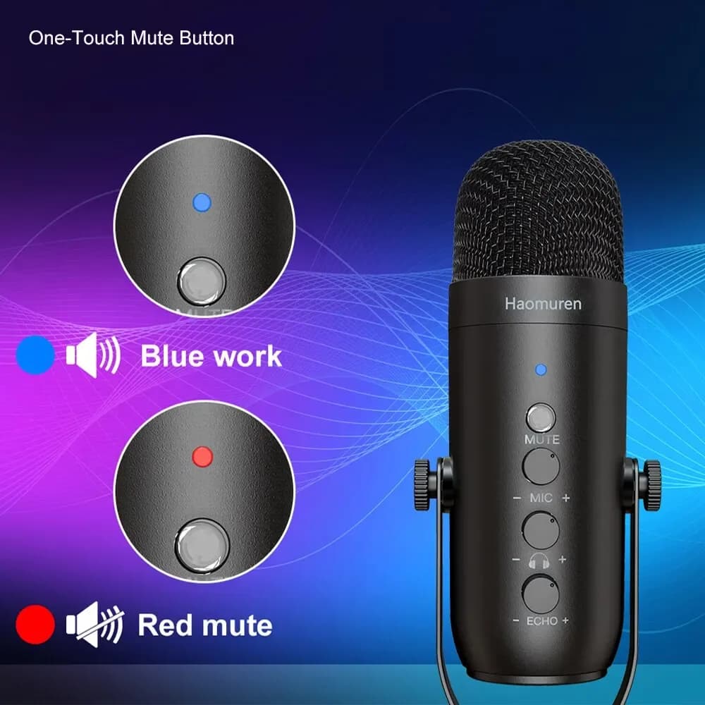 Kit microphone professionnel USB à condensateur cardioïde Haomuren avec bras articulé pour studio et podcast slide 4