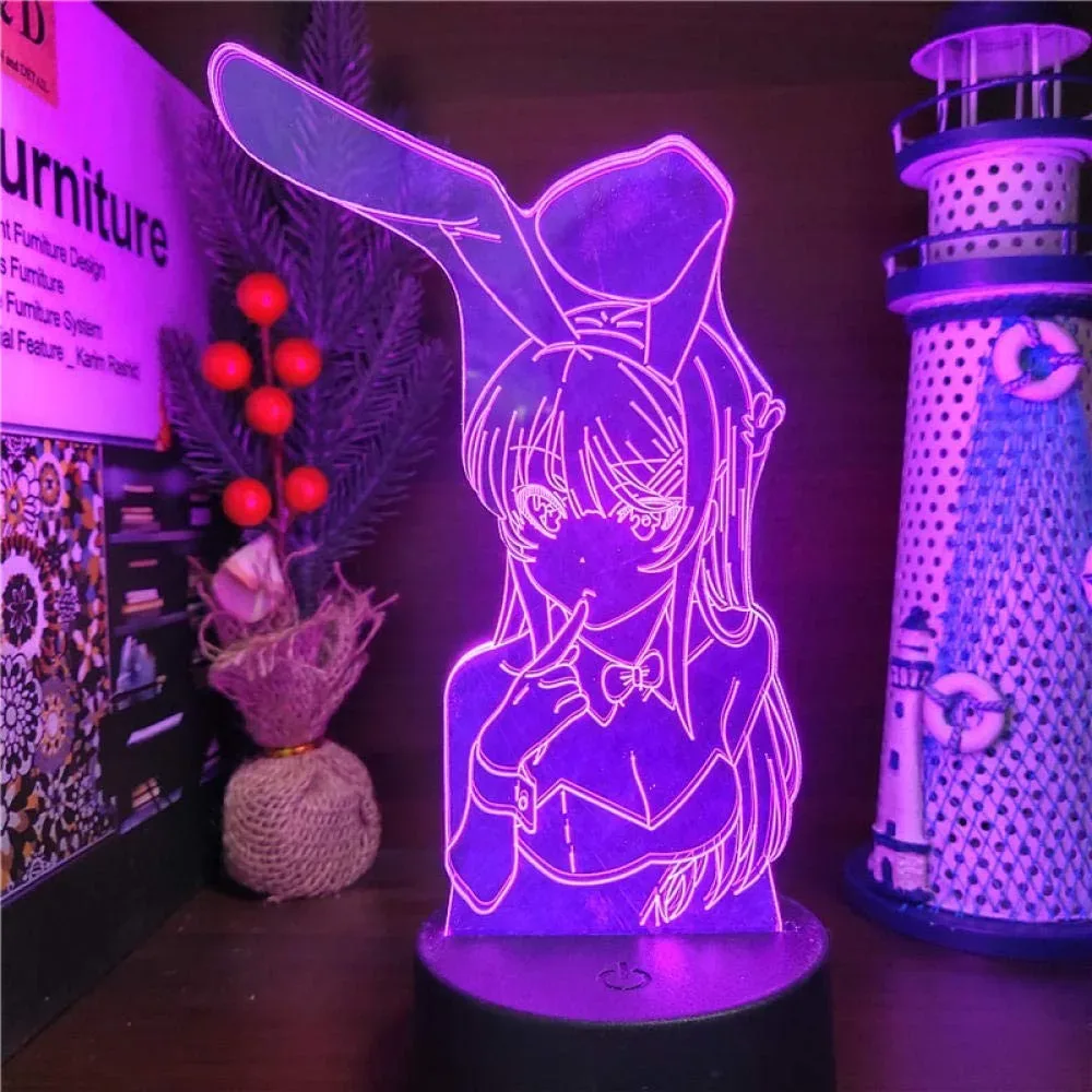 Lampe LED Illusion 3D Mai Sakurajima - Bunny Girl Senpai - Image 3