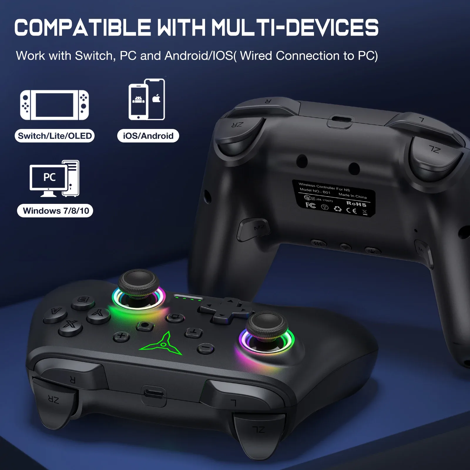 Manette de jeu sans fil Dinofire pour Switch, OLED, Lite, PC, Android et iOS - Image 2