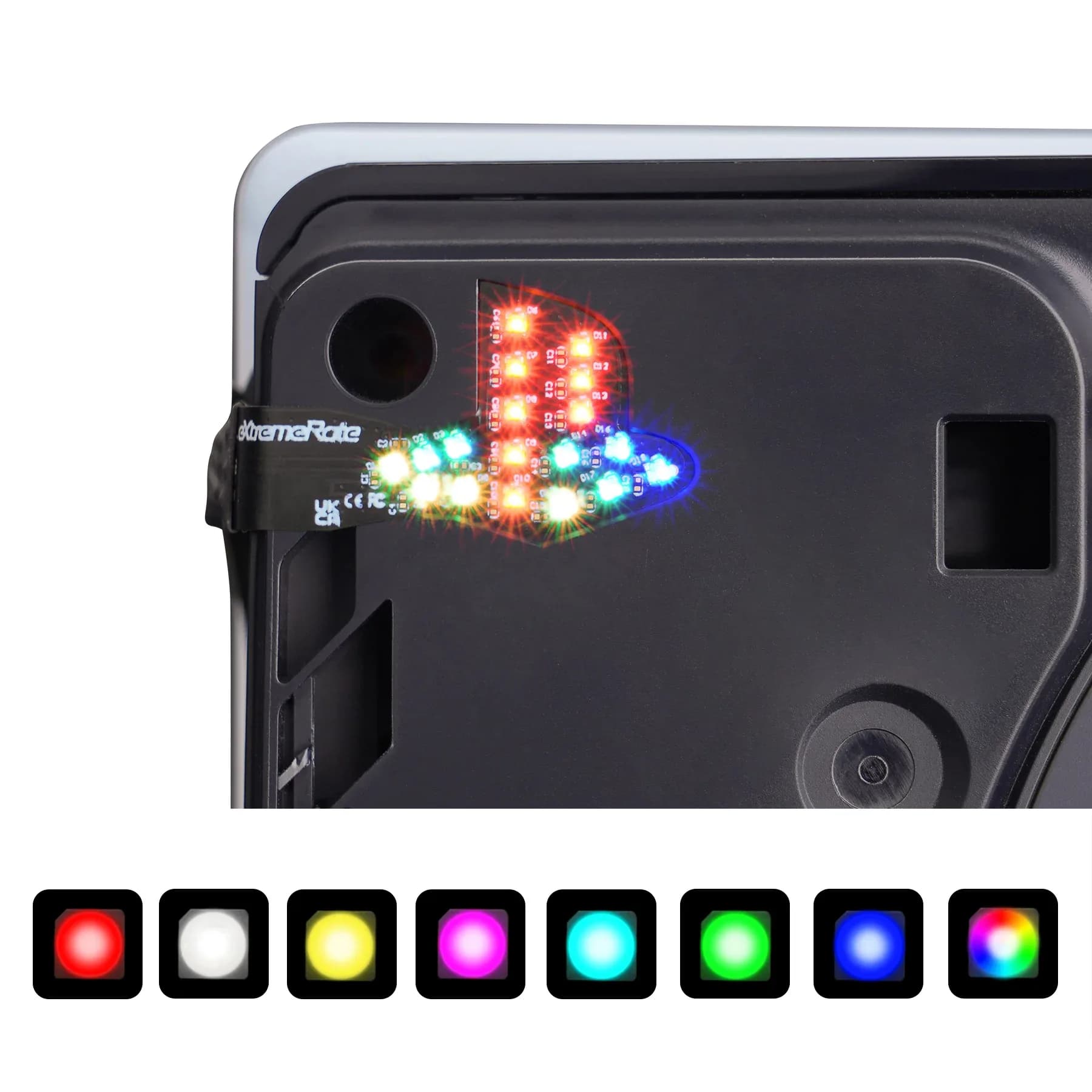 Kit LED eXtremeRate pour Console PS5 Slim/Pro - Logo RVB 7 Couleurs et 40 Effets