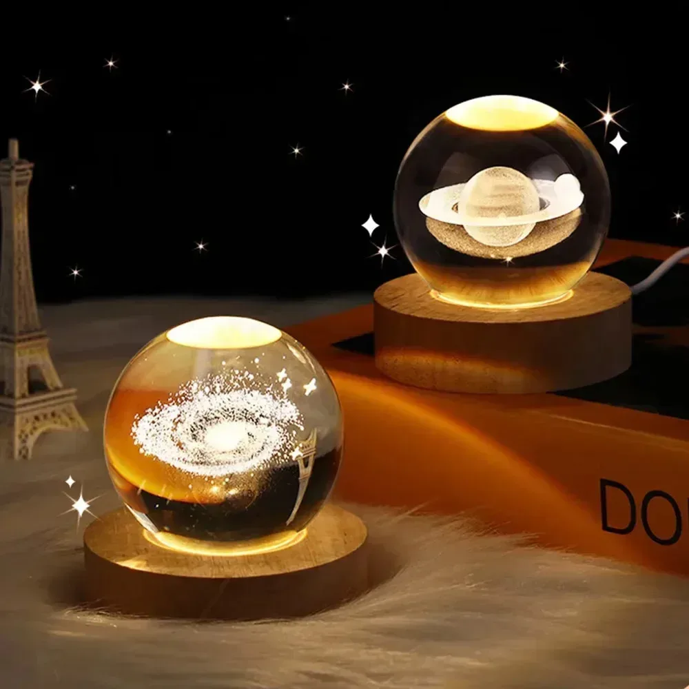 Veilleuse Boule de Cristal 3D - Design Galaxie RGB - Image 2