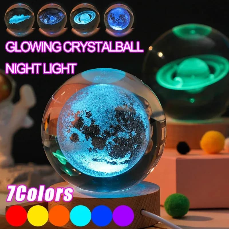 Veilleuse Boule de Cristal 3D - Design Galaxie RGB - Image 4