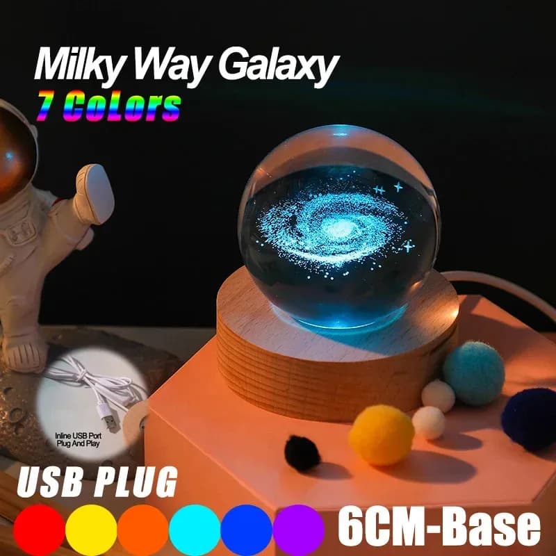 Veilleuse Boule de Cristal 3D - Design Galaxie RGB slide 15