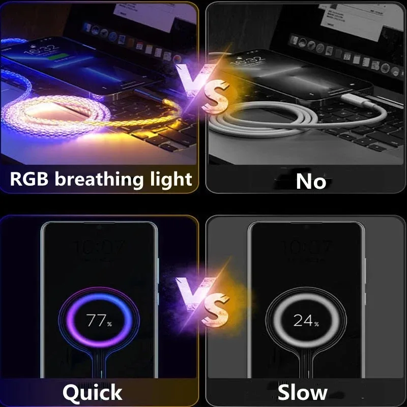 Câble de charge rapide lumineux LED universel (USB-C, Micro-USB, Lightning) slide 6