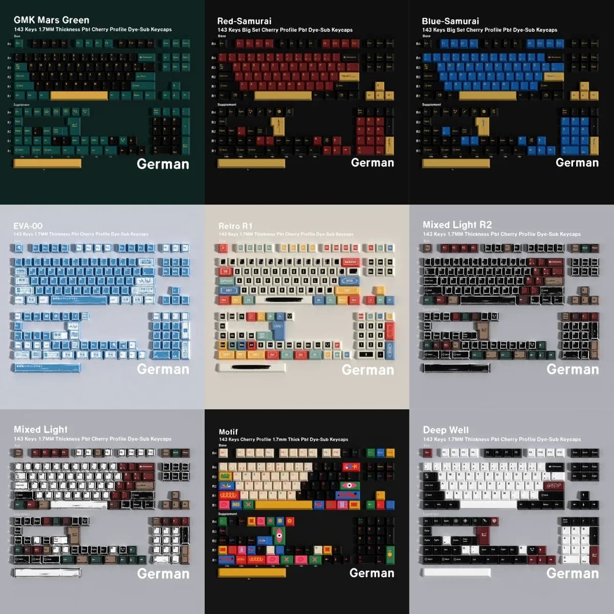 Set de touches PBT Profil Cherry - Disposition ISO-DE - Image 1
