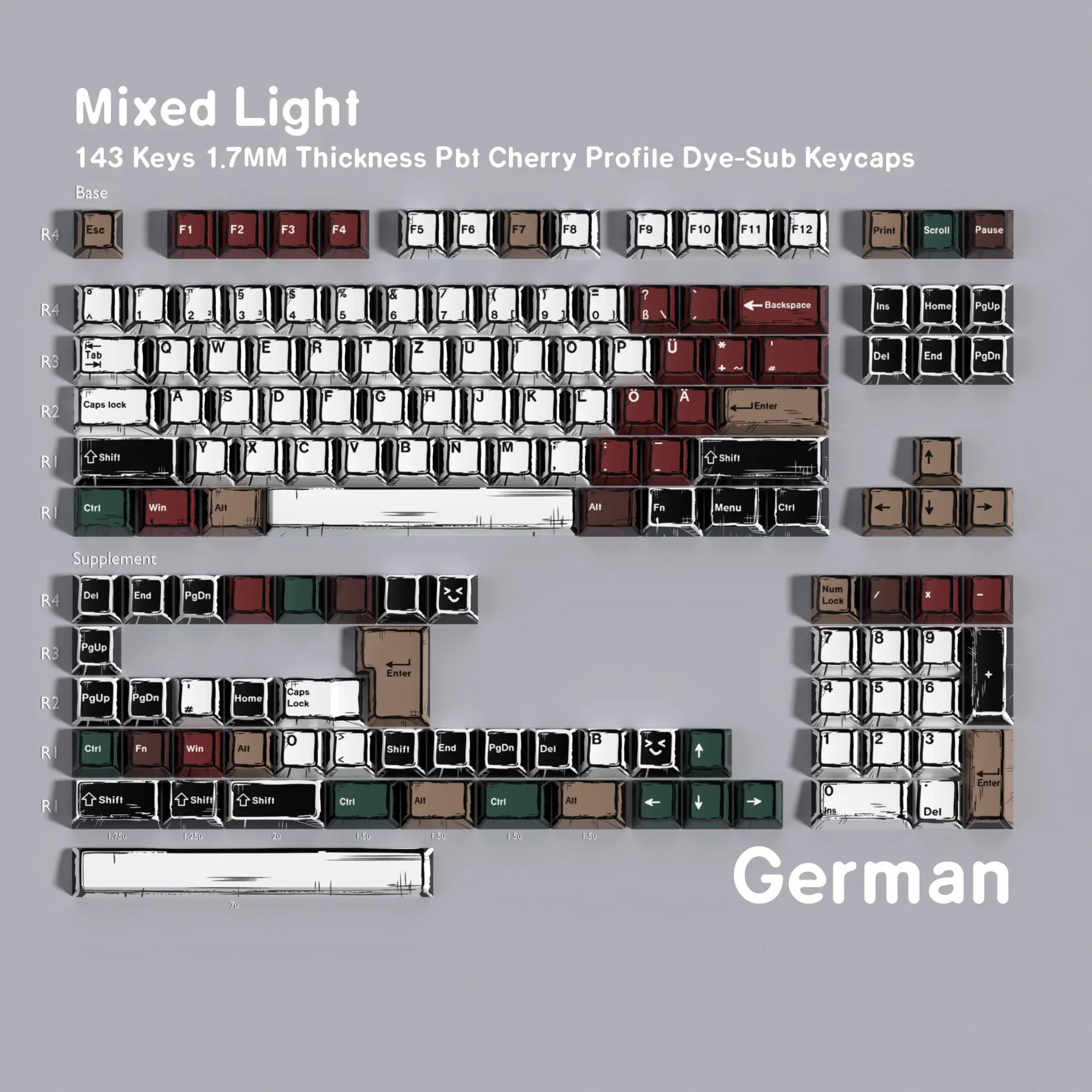 Set de touches PBT Profil Cherry - Disposition ISO-DE slide 10