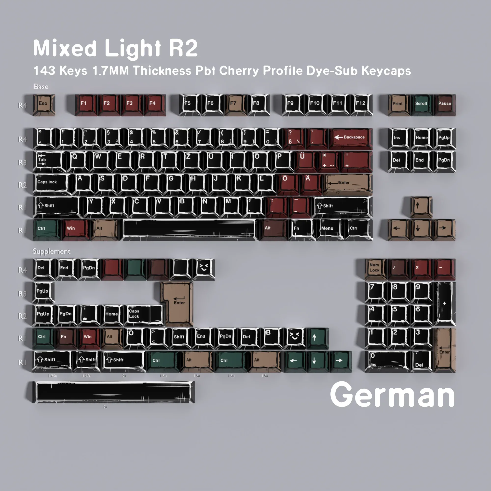 Set de touches PBT Profil Cherry - Disposition ISO-DE slide 9