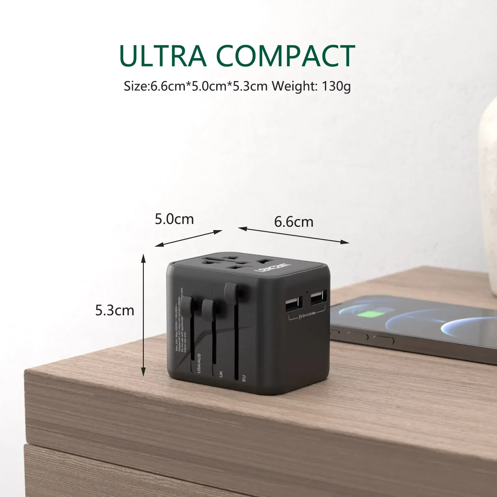 LENCENT Adaptateur de Voyage Universel avec 2 Ports USB - Prises EU, UK, USA, AUS slide 6