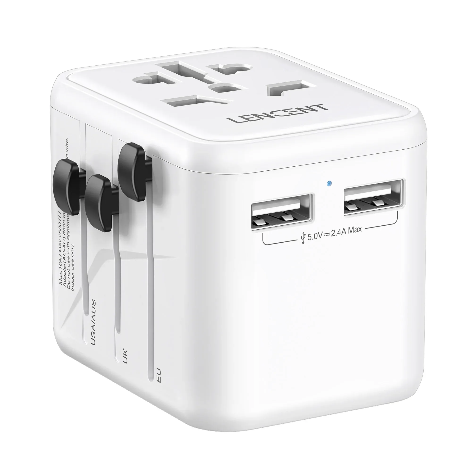 LENCENT Adaptateur de Voyage Universel avec 2 Ports USB - Prises EU, UK, USA, AUS slide 8