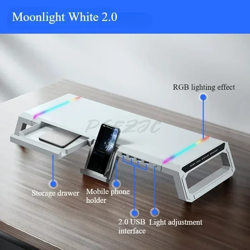 Support de moniteur multifonction pliable avec hub USB et rangement intégré - Image 3