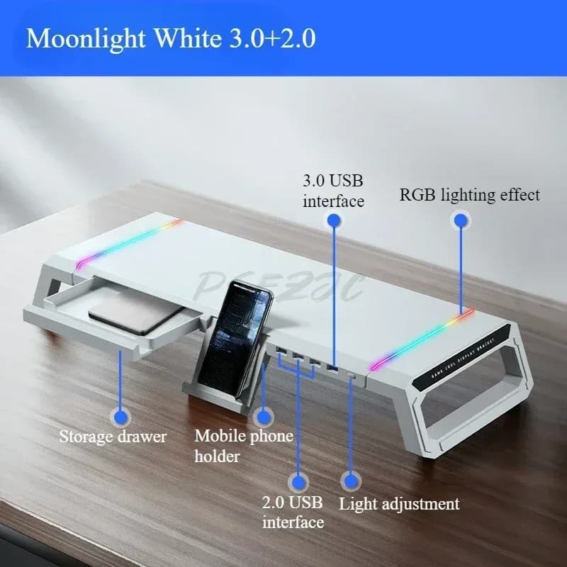 Support de moniteur multifonction pliable avec hub USB et rangement intégré - Image 4