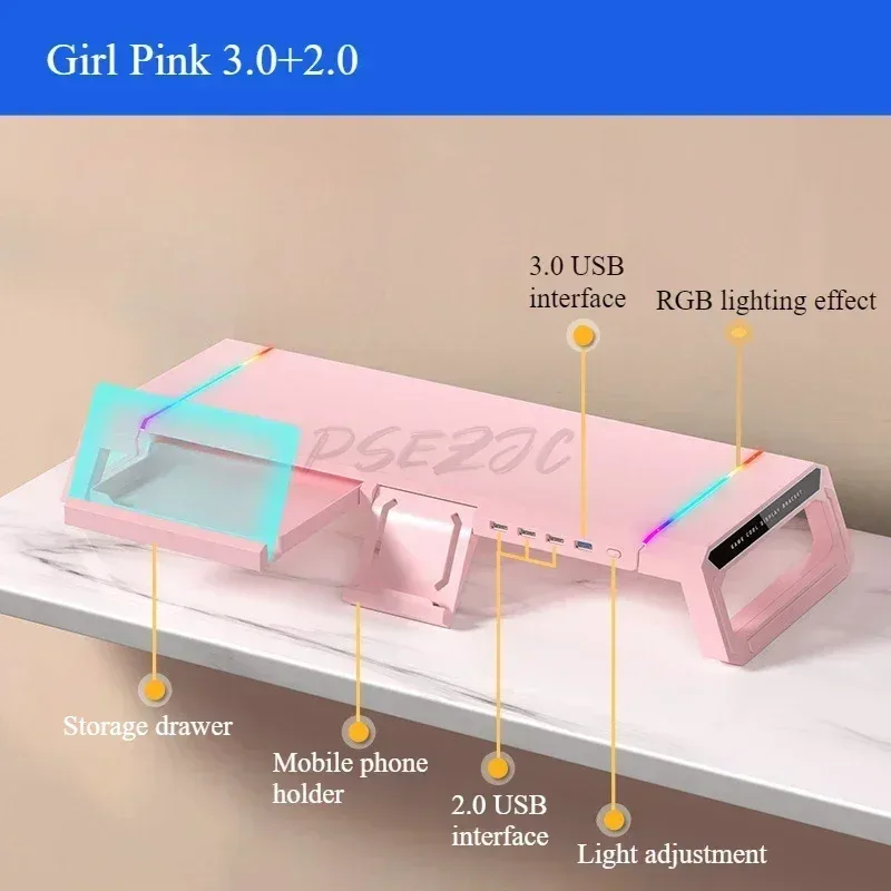 Support de moniteur multifonction pliable avec hub USB et rangement intégré - Image 6