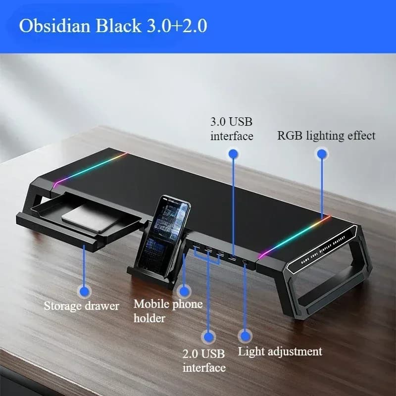 Support de moniteur multifonction pliable avec hub USB et rangement intégré slide 10