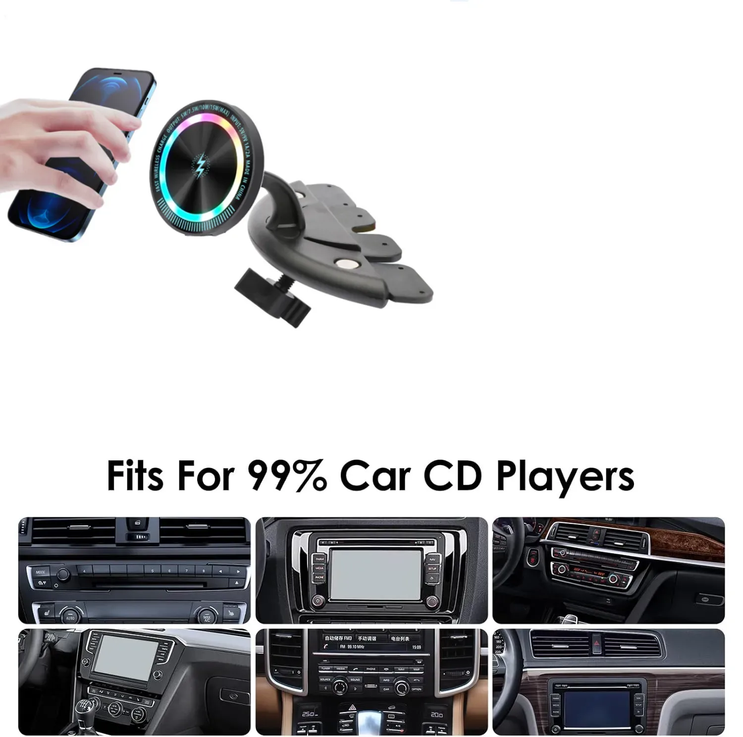 Support de voiture magnétique MagSafe avec chargeur sans fil pour fente CD - Image 4