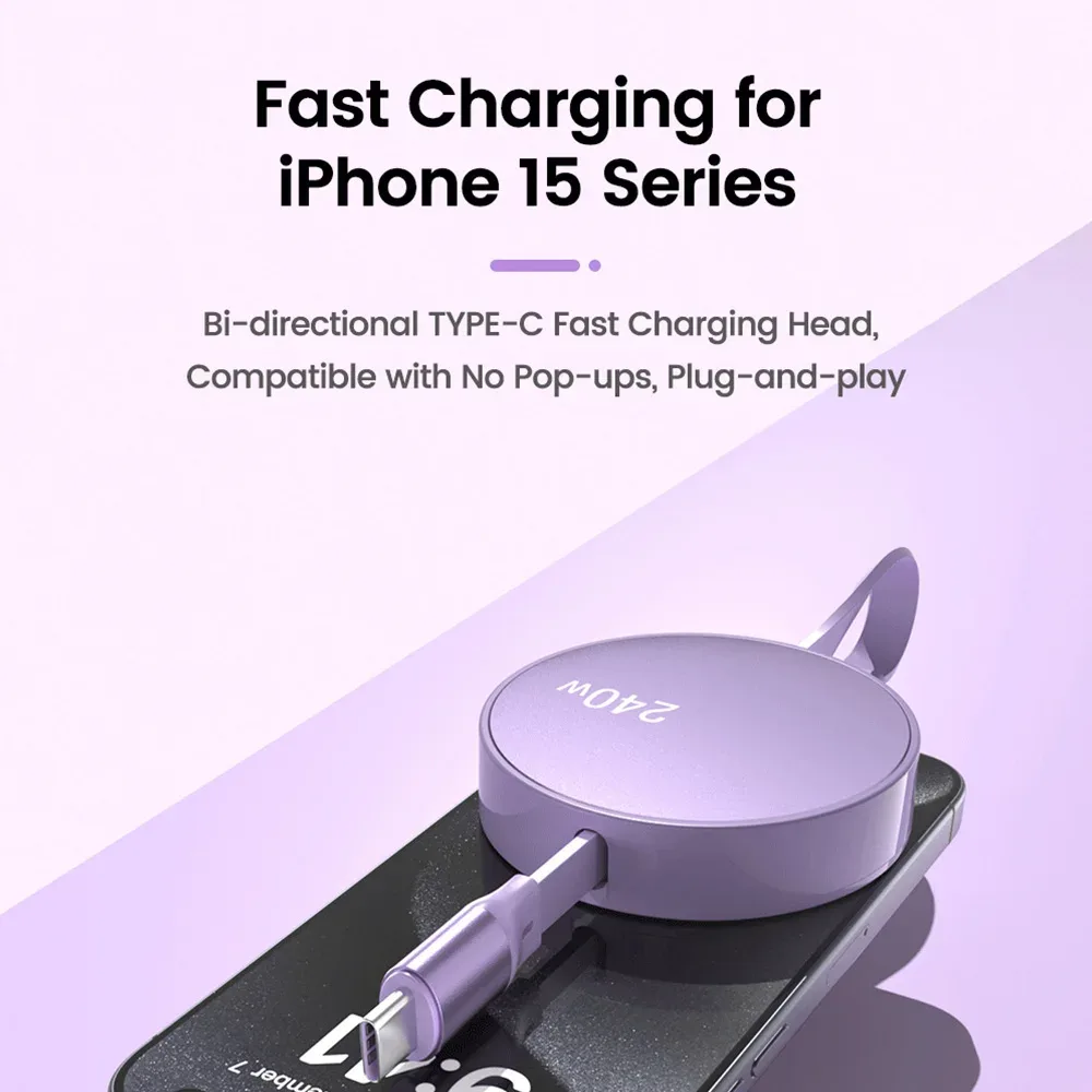 Câble USB-C vers USB-C rétractable de charge rapide 240W PD - Image 3