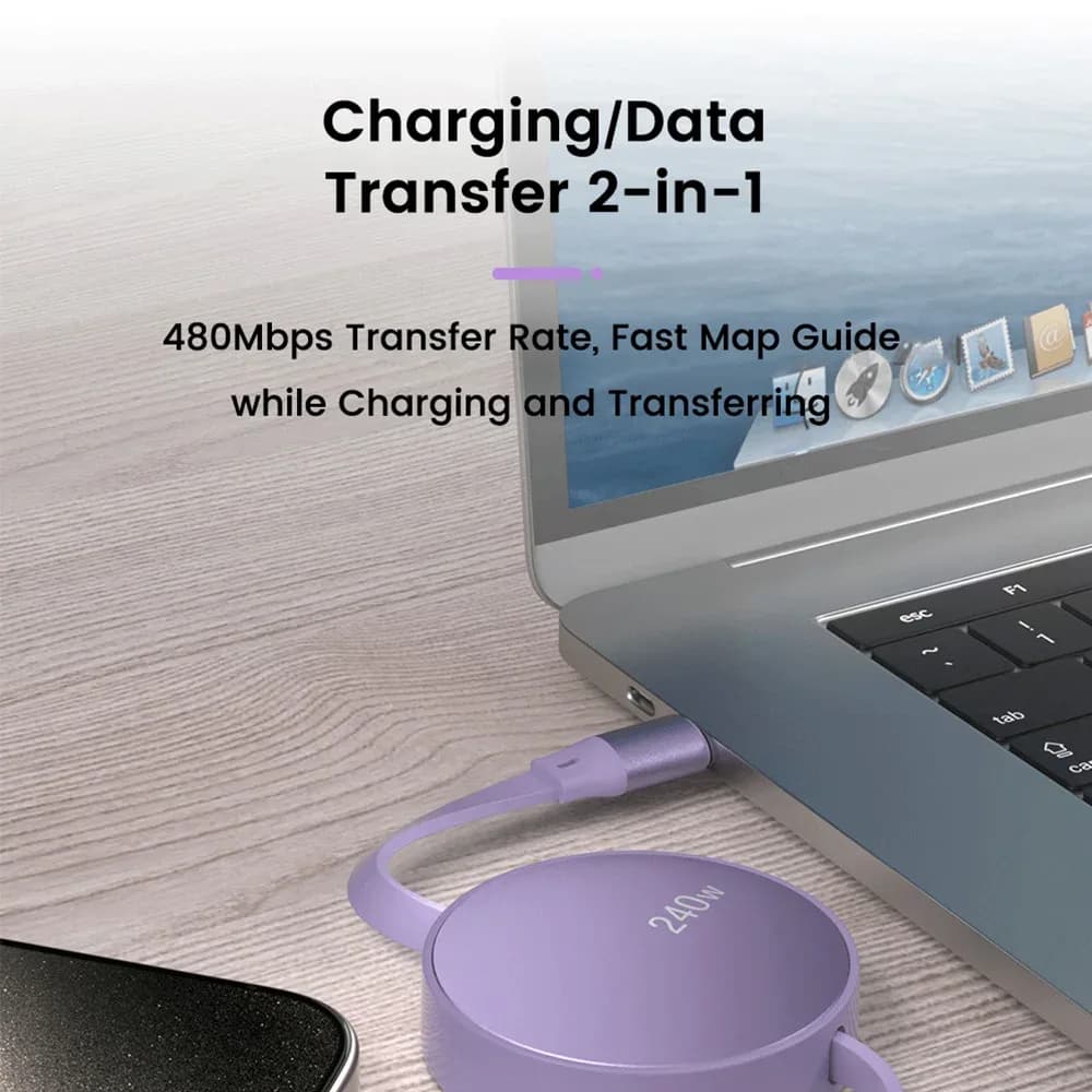 Câble USB-C vers USB-C rétractable de charge rapide 240W PD - Image 6