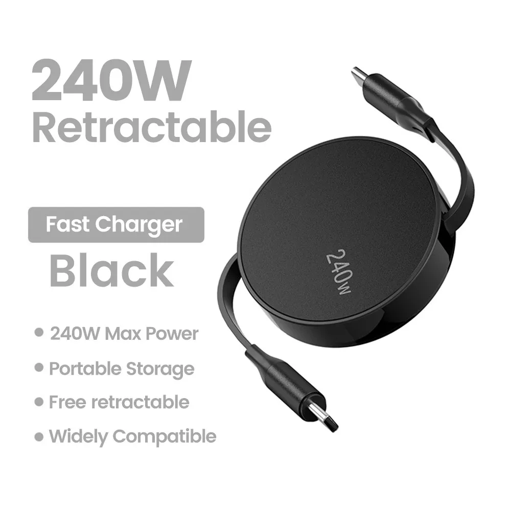 Câble USB-C vers USB-C rétractable de charge rapide 240W PD slide 7